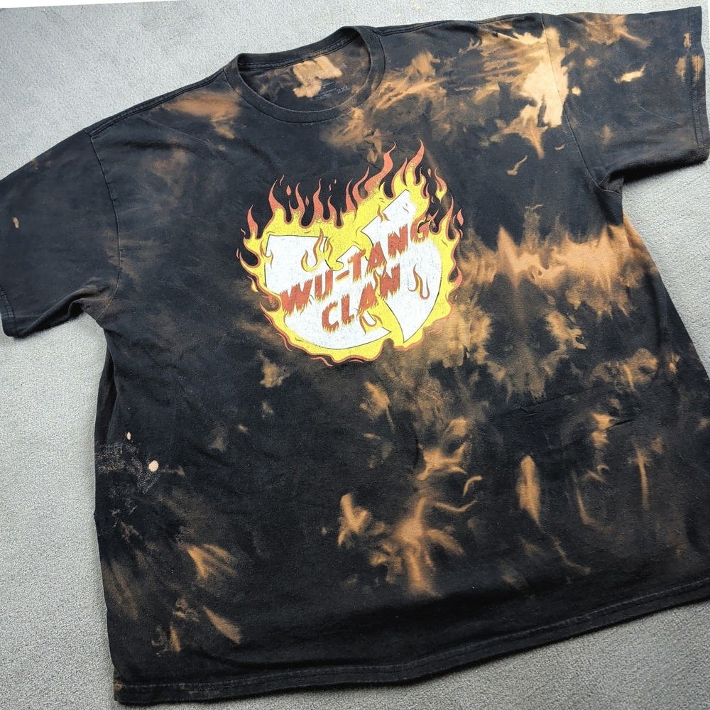 Wu-Tang Clan Custom Bleach Dye Shirt 2XL Unisex DIY Distressed Graphic Tee Black — photo 2